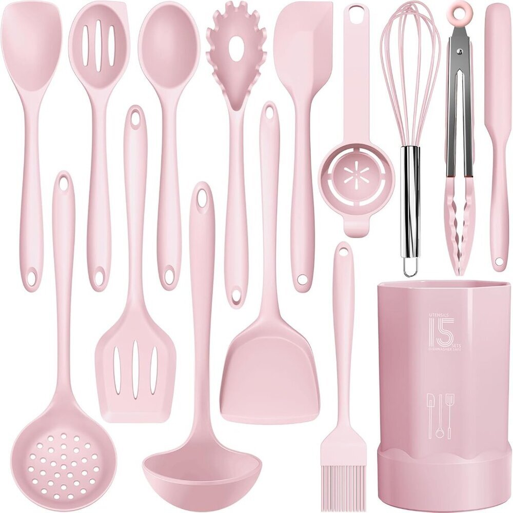 🆕 Silicone Heat Resistant Kitchen Utensils Turner Tongs Spatula Spoon Brush Set